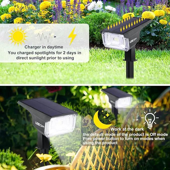Solar Spot Lights, IP65 Waterproof 40 LEDs Landscape Spotlights,USB & Solar Powered Wall Lights Dark Sensing Auto On/Off,3 Modes Outdoor Solar Garden Lights for Yard Porch 2 Pack by GreenHaven Gardens
