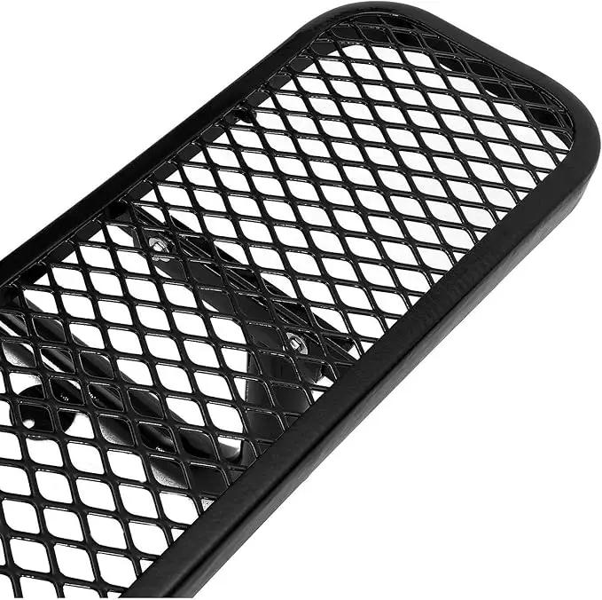 Global Industrial 8'L Rectangular Picnic Table, ADA Compliant, Expanded Metal, Black Thermoplastic Coating, Attached Benches, 1-1/2” Umbrella Pole Hole, Outdoor-Rated by GreenHaven Gardens