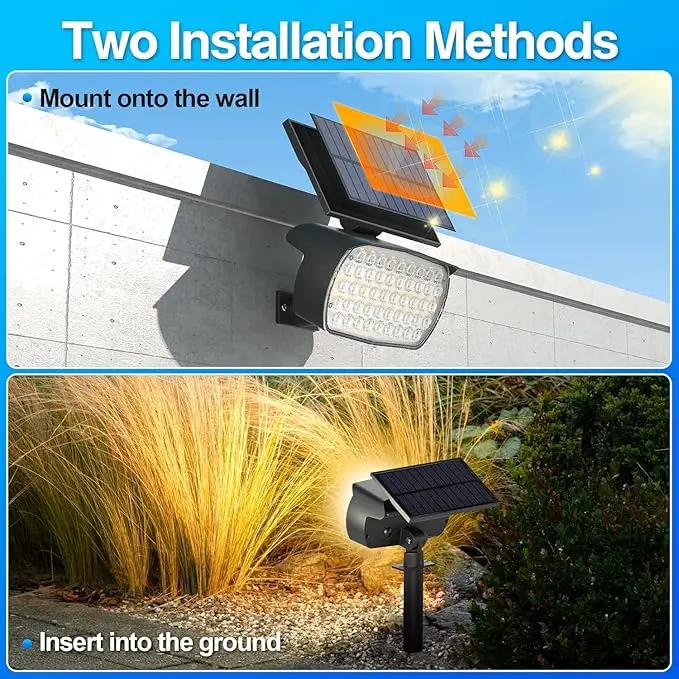 108 LED Solar Spot Lights Outdoor, IP65 Waterproof, 3 Modes Landscape Spotlights, Large Solar Panel Powered Lights for Garden Yard Pathway (Warm White/2 Pack) by GreenHaven Gardens