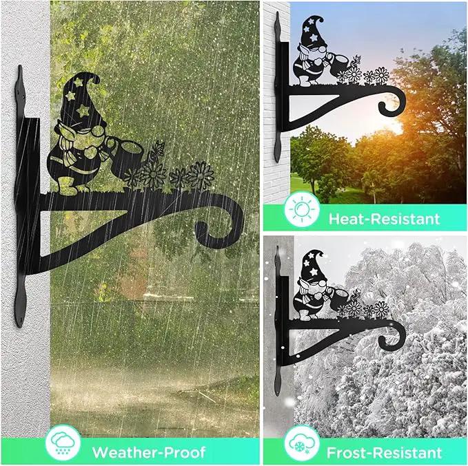 Christmas Plant Hangers Outdoor Iron Heavy Duty Ornamental Gnome Silhouette Wall Mounted Hanging Plant Bracket for Flower Pot Lantern Bird Feeder Wind Chimes Christmas Decoration by GreenHaven Gardens
