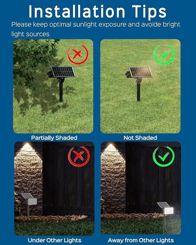 JACKYLED 84-LED Solar Spotlights 5 Lighting Modes 360° Adjustable IP65 Waterproof Super Bright Overnight Solar Spot Lights for Outside with Extendable Spike for Yard, Garden, Lawn, Pathway, 4 Pack by GreenHaven Gardens