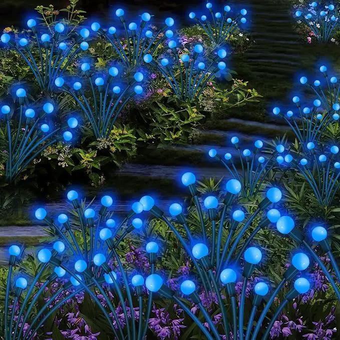 Solar Garden Lights Outdoor, 2 Pack 20 LED Blue Firefly Lights, Waterproof, Sway by Wind, for Yard Patio Backyard Garden Planter Flower Bed Pathway Decoration by GreenHaven Gardens