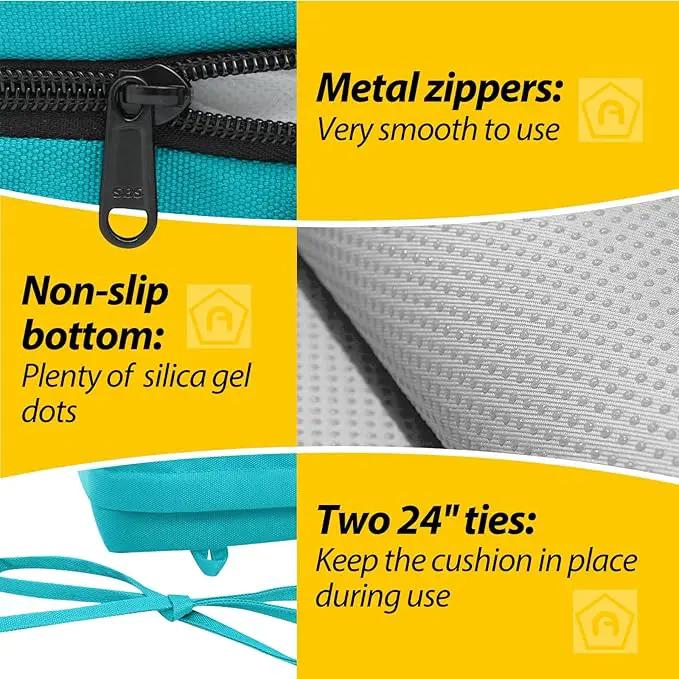 AAAAAcessories Outdoor Seat Cushions for Chairs, Waterproof, Fade-Resistant Patio Furniture Replacement Cushions, 18.5" x 16" x 3", Set of 4, Turquoise by GreenHaven Gardens