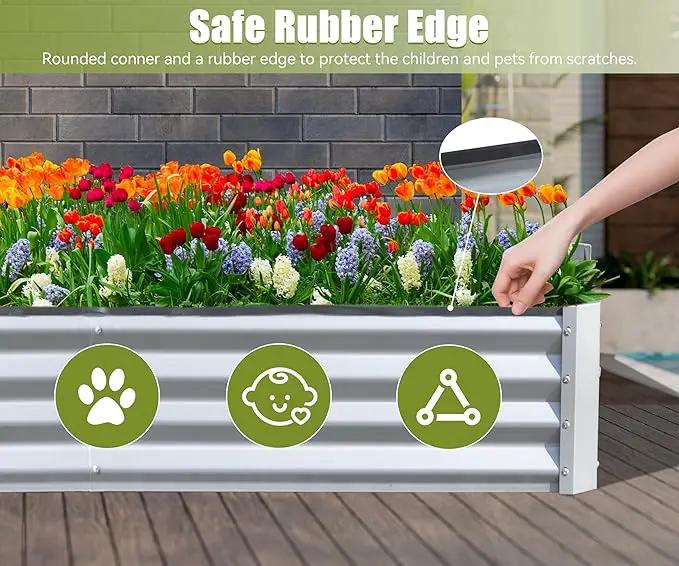 Domi Galvanized Raised Garden Bed, Outdoor Planter Garden Boxes Large Metal Planter Box for Gardening Vegetables Fruits Flowers, Silvery (6x3x1ft) by GreenHaven Gardens