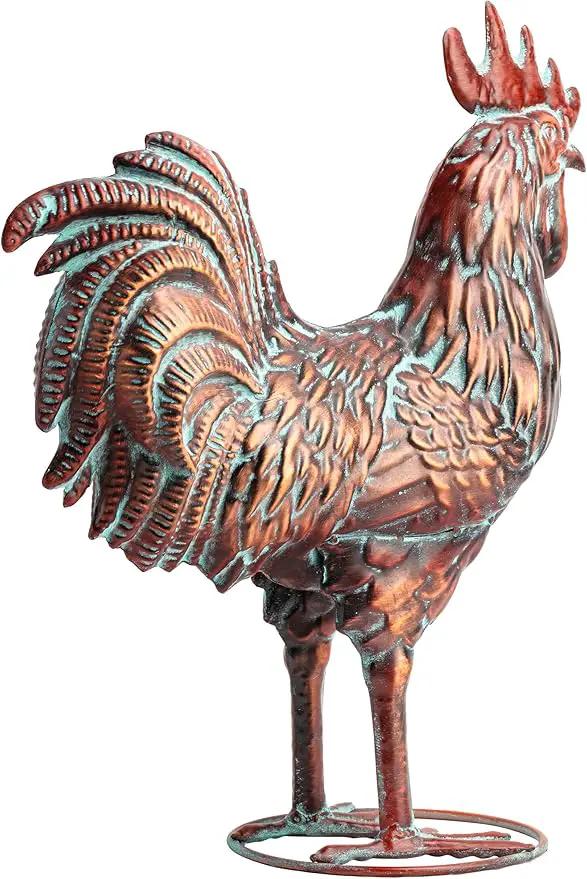 Garden Rooster Statues,15.7" L x 18.8" H Outdoor Metal Chicken Figurines,Antique Copper Chicken Sculptures & Statues Ornaments,3D Large Yard Rooster Decor for Home Kitchen Patio Farm by GreenHaven Gardens