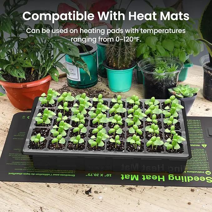 MIXC Seed Starter Tray with Lights, 2 Packs Mini Propagator Plant Grow Kit Greenhouse with Humidity Vented Domes and Base for Seeds Starting, Black by GreenHaven Gardens