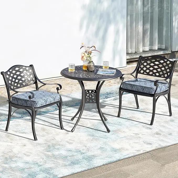 LVTXIII Patio Chair Cushions 22"x22"x3", Water-Repellent Outdoor Seat Cushions for Patio Furniture, Square Chair Pads with Ties for Home Garden Decoration, Set of 2, Medallion Blue by GreenHaven Gardens