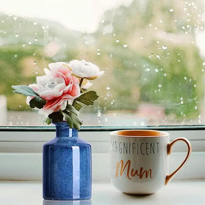 Blue Ceramic Vase Set of 3,Home Decorative Flower Vase,Small vase Set for Farmhouse Living Room Bedroom Tabletop Decor,Office Bookshelf Centerpiece Entrance Decoration by GreenHaven Gardens