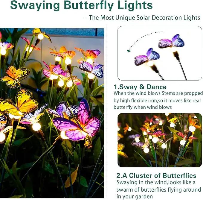 TONULAX Solar Garden Lights - Swaying Butterfly Light, Swaying in The Wind, Solar Outdoor Lights, Yard Patio Pathway Decoration, High Flexibility Iron Wire & Realistic Butterflies(4 Pack) by GreenHaven Gardens