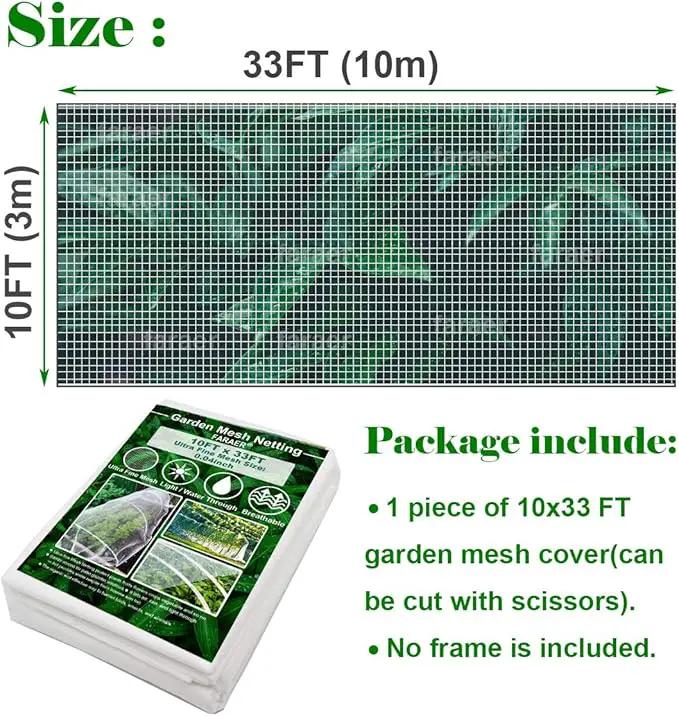 Garden Netting, Plant Covers 10x33Ft Net Ultra Fine Mesh Protection Netting for Vegetable Plants Fruits Flowers Crops Greenhouse Row Cover Raised Bed Barrier Screen Protection Net Cover by GreenHaven Gardens