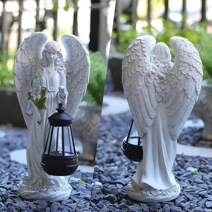 Solar Angel Outdoor Garden Decor Statues – 13.2 inches Solar Outdoor Sculptures for Outside Yard Art Patio Balcony Front Lawn Ornaments Gifts for Mom Grandma Women by GreenHaven Gardens