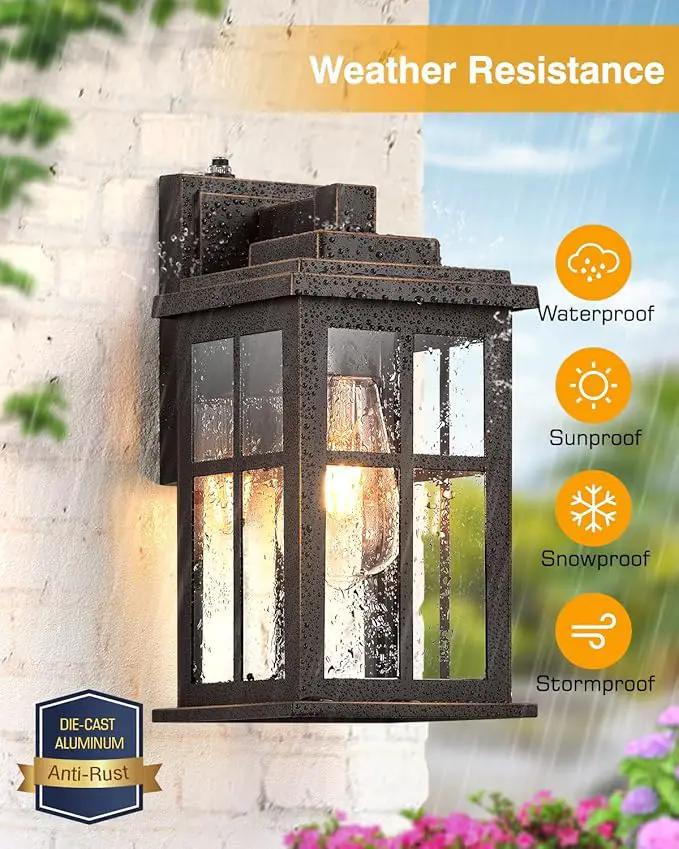 Anti-Rust Dusk to Dawn Outside Lights, 2-Pack Oil Rubbed Bronze Exterior Lighting Fixtures, Easy-to-Install Waterproof Modern Outdoor Wall Light for Porch, Garage, Front Door by GreenHaven Gardens