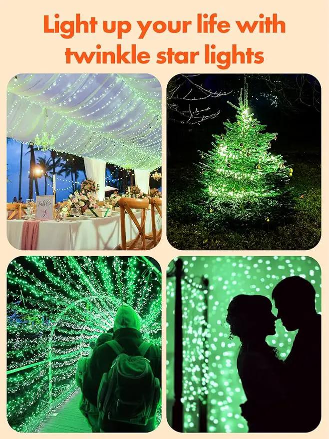 Twinkle Star 2 Pack Green Solar String Lights Outdoor, St. Patrick's Day Solar Fairy Lights Total 80 FT 240 LED, Waterproof 8 Modes, Tree Light for Patio Garden Wedding Party Home Holiday Decor by GreenHaven Gardens