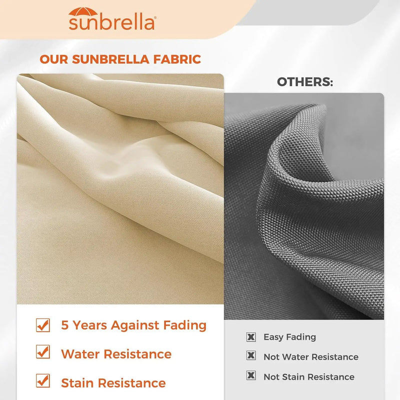 Grand patio 12 FT Sunbrella Cantilever Umbrella with Base Outdoor Aluminum Offset Umbrella with Tilt Adjustment (Flax, 12 FT-SUNBRELLA) by GreenHaven Gardens