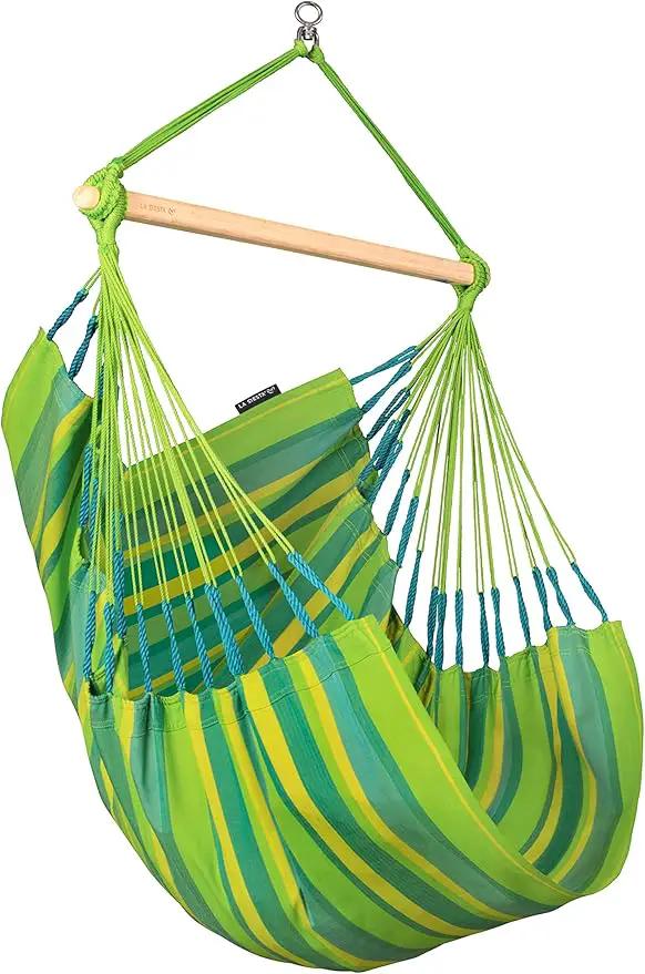 LA SIESTA® - Medium Basic Domingo Hammock Chair & TreeMount - Weather & Tear Resistant Hanging Chair w/Suspension Kit for Trees Beams & Posts - Bedroom Patio Outdoor Indoor Hammock Chair - Lime by GreenHaven Gardens