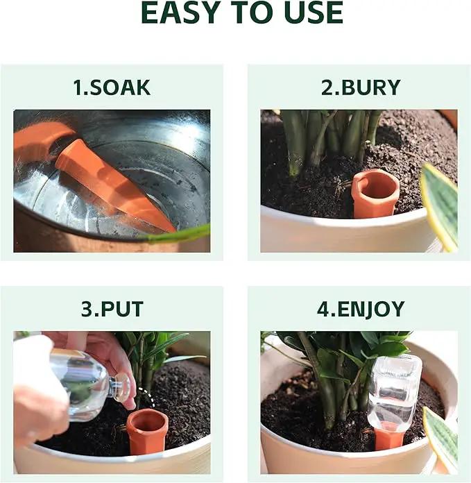 Large Terracotta Plant Watering Spikes, Automatic Plant Waterer Outdoor | Indoor Use, Vacation Clay Watering Devices System, Slow Release Self Watering Planter Insert, 6 Pack by GreenHaven Gardens
