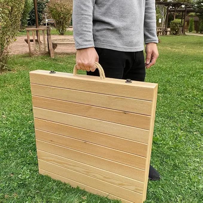 Portable Wooden Folding Table, Picnic Table，Floor Table，Natural Pine, 43x21 Inch, Low Height Design for Picnic, Camping, Coffee Service, Bohemian Style by GreenHaven Gardens