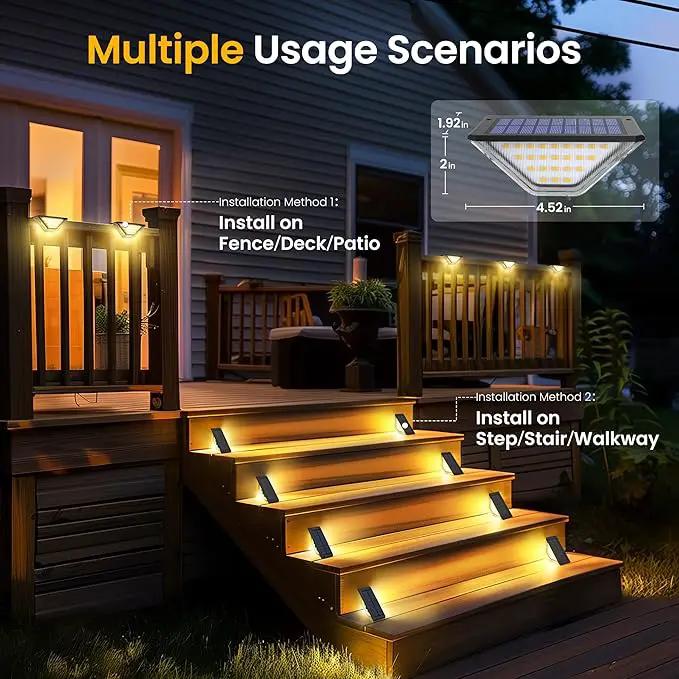 SOLPEX Solar Step Lights Outdoor,Solar Deck Lights for Outside,Two-Sided Stair Lights with 33 LEDs,Waterproof IP65 for Garden,Fence,Deck,Steps,Stair,Porch（2 Pack,Warm White） by GreenHaven Gardens