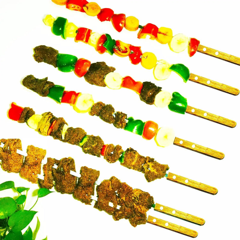 23.5 Inch Extra Long Large Kabob Skewers,12pcs Flat Wide Stainless Steel BBQ Skewer,Reusable Barbecue Stick for Grilling,Metal Heavy Duty Thick Kebab with Wooden Handle with Bag. by GreenHaven Gardens
