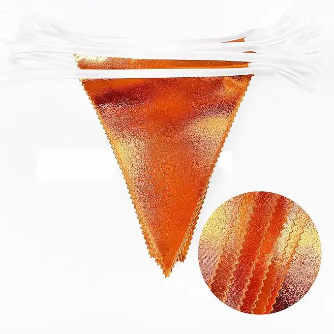 Orange Party Decorations Metallic Fabric Triangle Pennant Banner Flag Bunting Garland for Fall Autumn Thanksgiving Graduation Birthday Wedding Bridal Shower Baby Shower Anniversary Party Supplies by GreenHaven Gardens