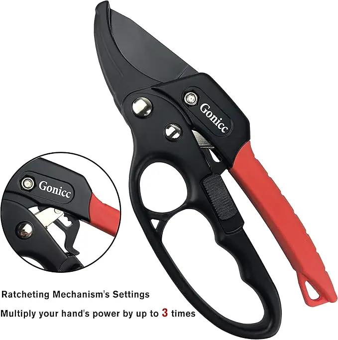 gonicc 8" Professional Ratchet Anvil Pruning Shears (GPPS-1011), Ratcheting Mechanism, Anvil groove design, Reinforced Design Handle, Garden Shears Clippers, Anvil Pruner, Hand Tools Scissors Loppers by GreenHaven Gardens