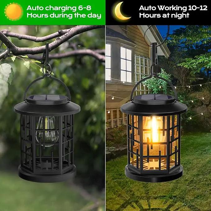 Outdoor Solar Lanterns, Solar Powered Lanterns Lighting LED Lantern Bulb Decorative for Patio Porch Fence Garden Lawn, 4 Pack by GreenHaven Gardens