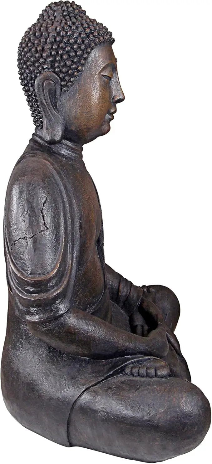 Design Toscano Meditative Asian Decor Grand Temple Indoor/Outdoor Garden Statue, Large, 40 inches tall, Cast Stone Resin, Dark Stone Finish by GreenHaven Gardens