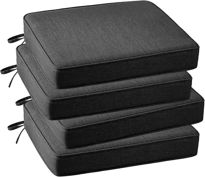 Outdoor Sunbrella Square Corner Seat Cushion, 18.5"x16"x3", Set of 4, Non Slip Seat Cushion Pads with Removable Cover for Patio Furniture, Garden Yard Lawn, Spectrum Carbon by GreenHaven Gardens