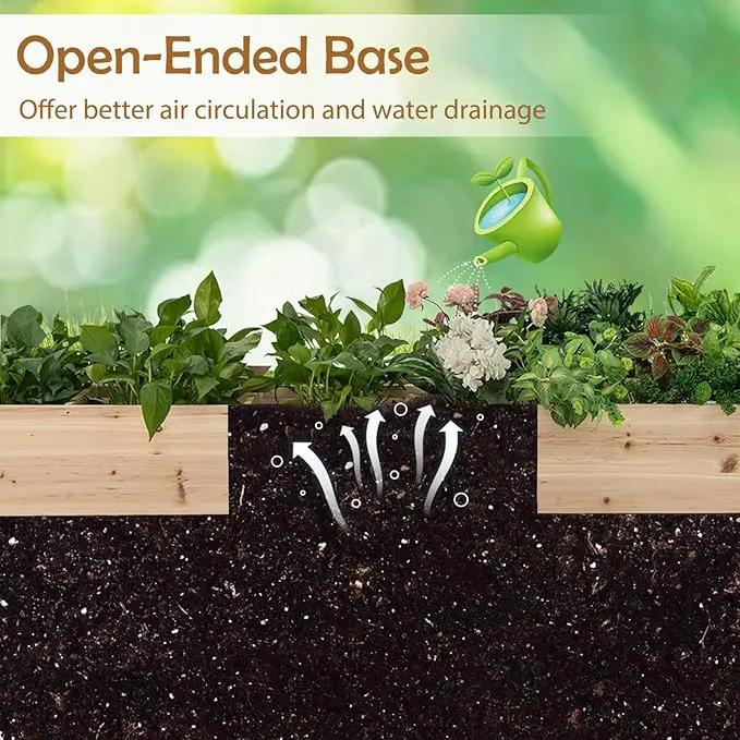 HAPPYGRILL Raised Garden Bed, Wooden Planter Raised Bed w/2 Garden Boxes, 7 Compartments, DIY Painting Available, Elevated Planter Box for Patio Garden Backyard Lawn Gardening, 90” x 25” x 10” by GreenHaven Gardens
