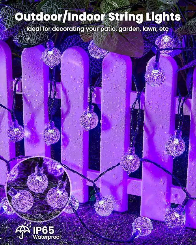 Brightown Purple Solar Halloween Lights Outdoor 60 Led 36 Feet Crystal Globe String Lights with 8 Lighting Modes, Waterproof Solar Powered Patio Lights for Garden Yard Porch Decor (Purple) by GreenHaven Gardens