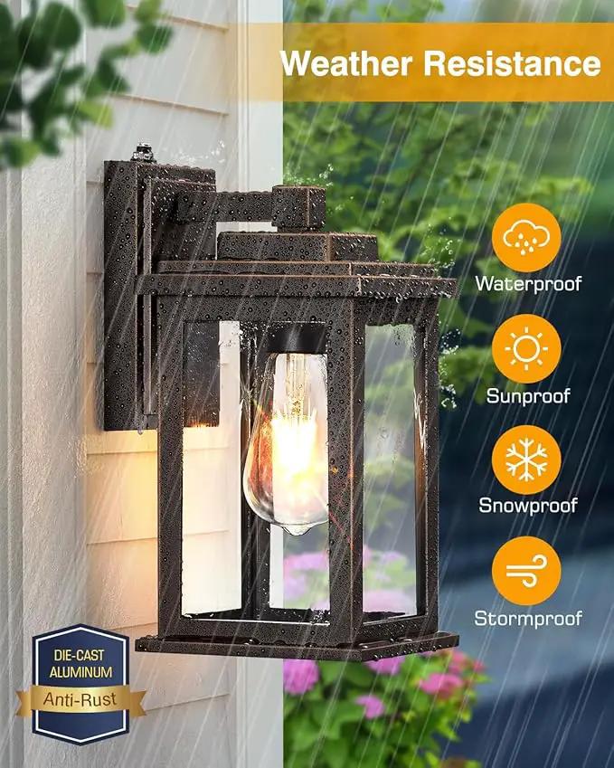 VIANIS Oil Rubbed Bronze Dusk to Dawn Porch Lights Outdoor, 2-Pack Anti-Rust Aluminum Outside Lights for House, Porch, Garage, Front Door, Patio, Easy-to-Install Waterproof Modern by GreenHaven Gardens
