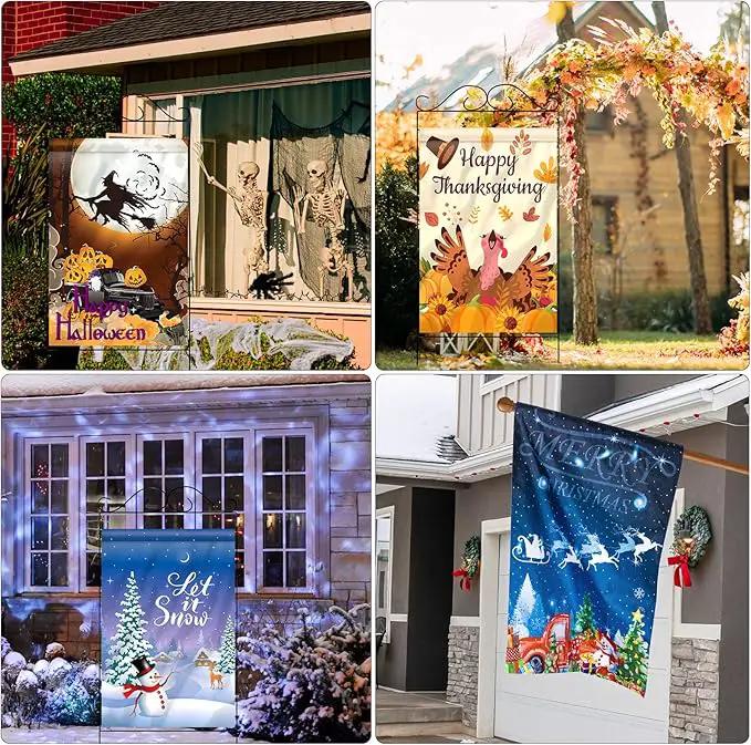 12 Pack 28 x 40 Inch Seasonal Spring Large Holiday Yard Flags Easter 4th of July Garden Lawn Double Sided Seasonal Flags Polyester Festive Set for Outdoor Decoration by GreenHaven Gardens