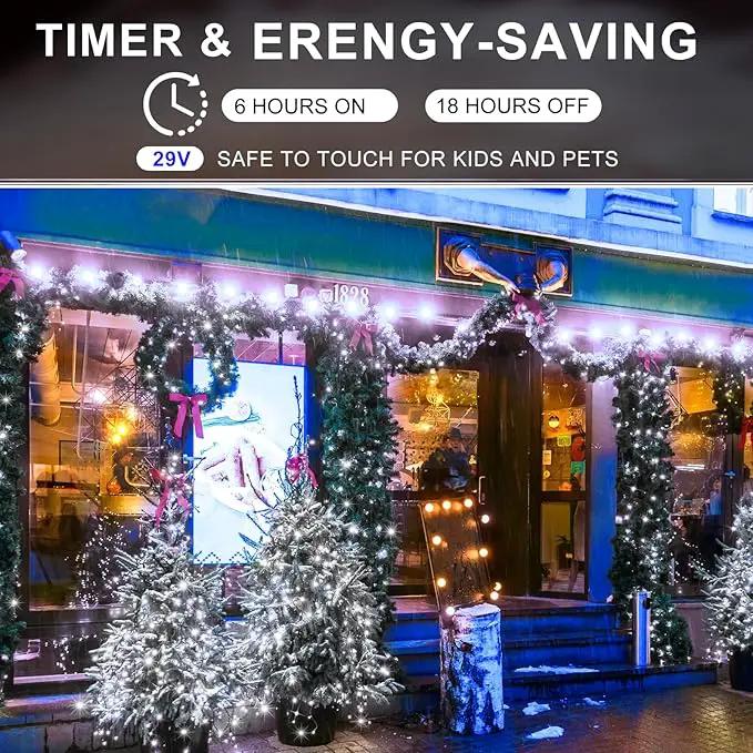 KNONEW 600ft 1500 LED String Lights Outdoor Christmas Lights 8 Modes & Timer Fairy Light Plug in Waterproof LED String Lights for Xmas Yard Tree Wedding Party Holiday Decorations (Cool White) by GreenHaven Gardens