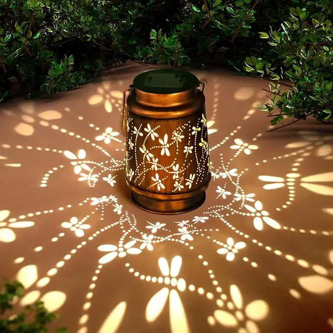 Mothers Day Gifts, Dragonfly Solar Lanterns Outdoor Hanging, Hollowed-Out Metal Waterproof LED Garden Decor Light for Patio Yard Pathway Lawn Front Porch Tree, Birthday Gifts for Women Mom Grandma by GreenHaven Gardens
