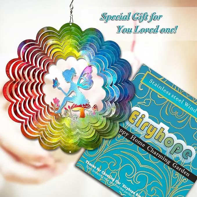 Wind Spinner - Fairy Wind Spinners Outdoor, Hanging Wind Sculpture, 3D Metal Fairy Wind Catcher, Kinetic Garden Decoration Yard Art Decor, Lovely Gifts for Mother Wife Sister Daughter Girl by GreenHaven Gardens