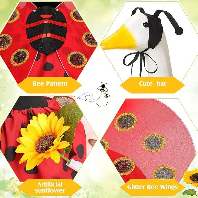 Spring Ladybug Goose Outfit Lawn Porch Goose Clothes with Ladybug Wings Sunflower Goose Outfit for 23" Goose Spring Valentine's Day Outdoor Patio Yard Lawn Art Decoration by GreenHaven Gardens