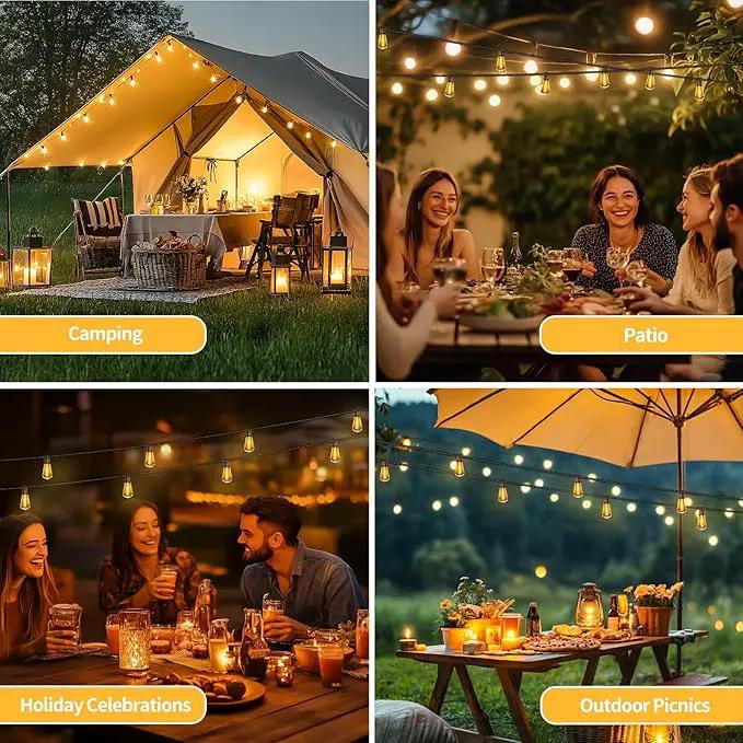 50ft Solar String Lights with Remote, 25+1 Bulbs Solar Patio Lights Outdoor Waterproof, Solar Powered Dimmable Deck Lights for Garden Porch Party by GreenHaven Gardens