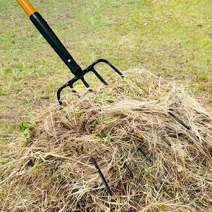 Pitch Fork for Gardening, 5 Tine Pitchfork Heavy Duty with Fiberglass Handle, 58 Inches by GreenHaven Gardens