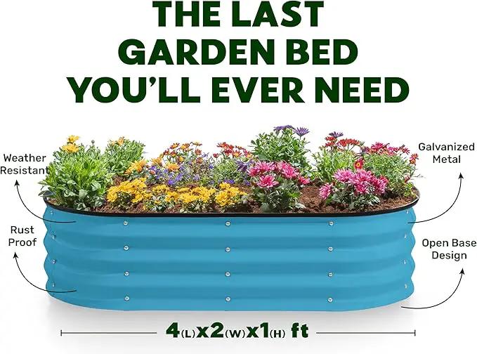 Galvanized Raised Garden Beds Outdoor // 4×2×1 ft (2-Pack) Planter Raised Beds for Gardening, Vegetables, Flowers (Teal) // Large Metal Garden Box by GreenHaven Gardens
