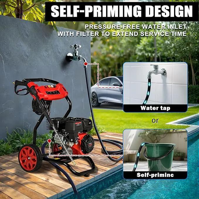 Gas Pressure Washer, 3950 PSI and 2.6 GPM, 7HP Engine with Copper Pump, 25FT Hose and Foam Cannon, 4 Nozzles, for Cars, Driveways, Fences by GreenHaven Gardens
