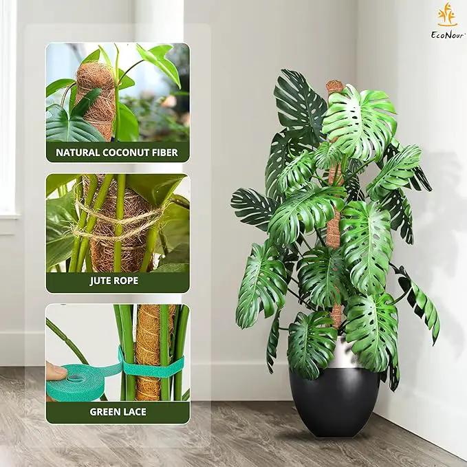 EcoNour Moss Pole for Plants – 28 inches (4 Pack) | Monstera Plant Support for Plant Climbing and Growth | Elevate Your Indoor Garden, Plant Support for Indoor Potted Plants to Grow Upwards by GreenHaven Gardens