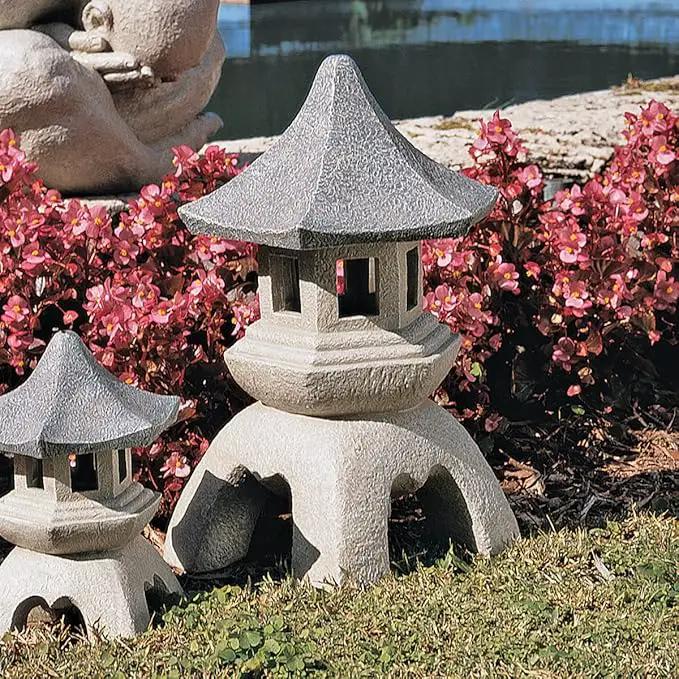 Design toscano ng29870 asian decor pagoda lantern indoor/outdoor statue, 11 inches wide, 11 inches deep, 17 inches high, handcast polyresin, two tone stone finish by GreenHaven Gardens