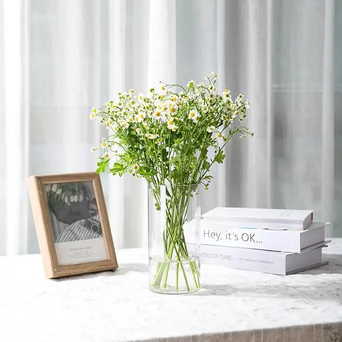Clear Flower Vase, Non-breakable Vases, 5" W x 5" H, Acrylic Vase, Aesthetic Room Decor Cylindrical Modern Flower Vases for Table Centerpiece, Home Decor, Women Floral Arrangement Gift by GreenHaven Gardens