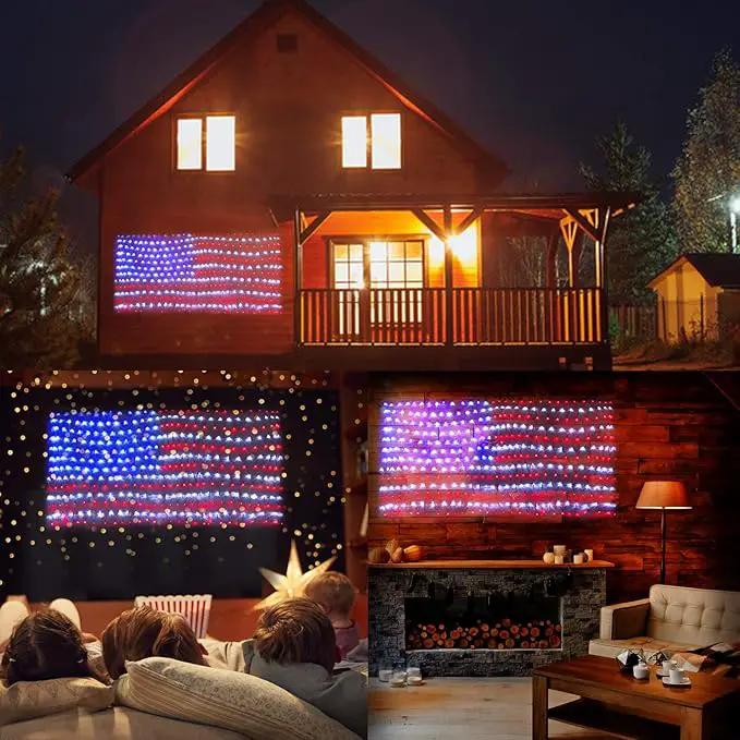 XTF2015 Solar American Flag Lights, 2 in 1 Solar Powered & Plug in American Flag Light, 420 LED Waterproof Patriotic Ornaments for Memorial Day, Independence Day, 4th of July, Party, Yard Decorations by GreenHaven Gardens