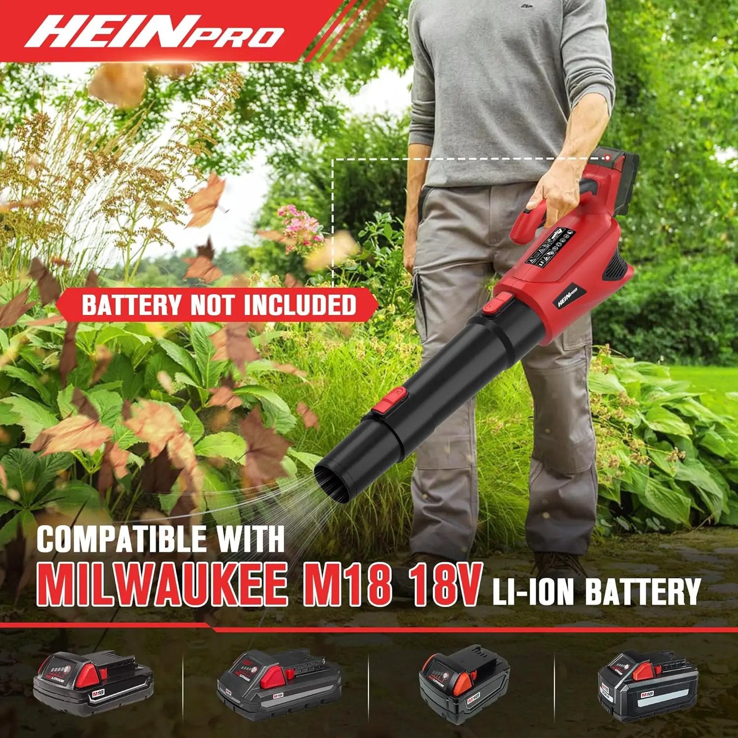 Cordless Leaf Blower Up to 500CFM Compatible with Milwaukee M18 Battery (Tool Only), Electric Leaf Blower Cordless with 5 Speed Modes, Battery Powered Leaf Blowers for Lawn Care, Yard by GreenHaven Gardens