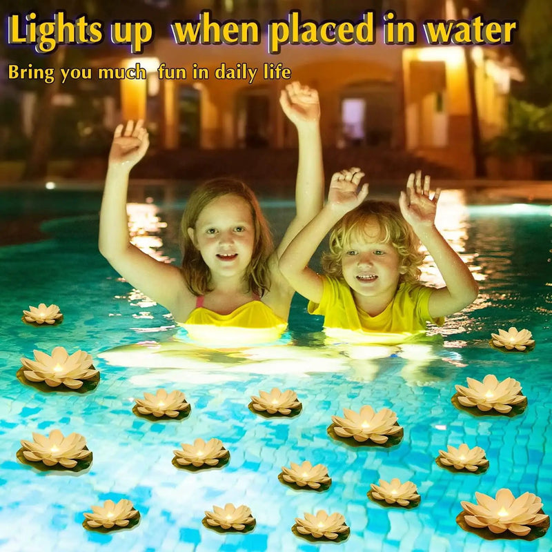 Liliful 36 Pcs Diwali Lotus Decoration Floating Lights Lotus Artificial Floating Flowers for Pool with LED Lights Battery Operated for Indian Puja Ganesh chaturthi Diwali(3.94, 5.91 Inch,White) by GreenHaven Gardens