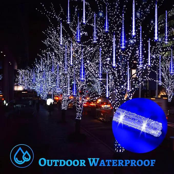 KNONEW Meteor Shower Lights 15 Inch 24 Tubes 672 LED Christmas String Plug-in Outdoor Waterproof Falling Rain for Wedding Party Garden Holiday Tree Decorations (Blue) by GreenHaven Gardens