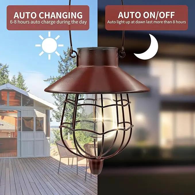 Solar Hanging Lantern Outdoor Waterproof Solar Lanterns Hanging Lights for Outside with Bright Warm White Light for Garden Patio Yard Pathway 2 Pack(Red) by GreenHaven Gardens