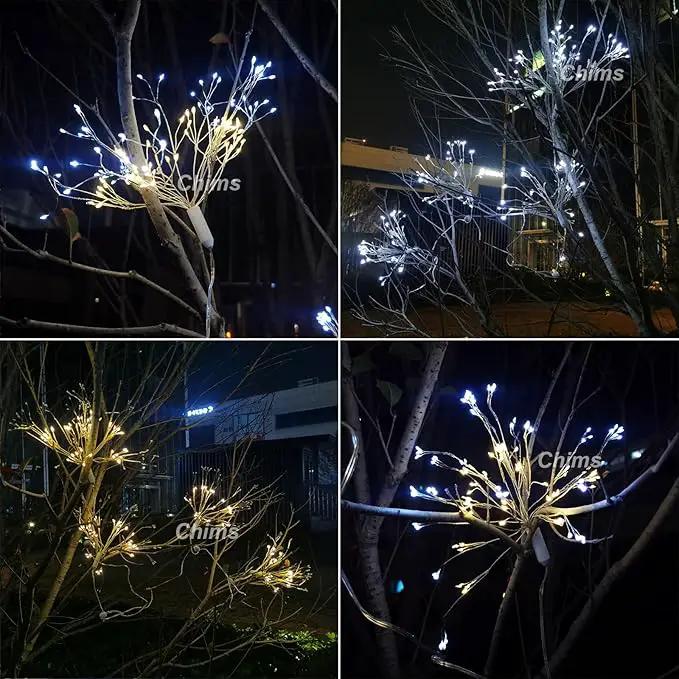 4 Pack Firework Lights, Yellow and White Patio Fairy Light Lighting Star Fireworks Sphere Fancy 120 LED DIY Dandelion Decoration Light with Remote, for Outdoor Bar Tree Wedding Party Restaurant by GreenHaven Gardens