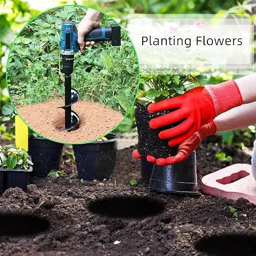 4 Pack Garden Ground Earth Spiral Drill Bit for 3/8" Hex Drive Drill, Auger Drill Bits for Bulbs Planting, Hole Digger Flowers,Bedding Digging Plant Rapid Planter Tool by GreenHaven Gardens
